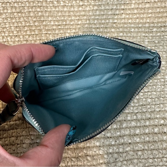 Coach Teal Leather Wristlet Wallet clutch - Picture 6 of 8